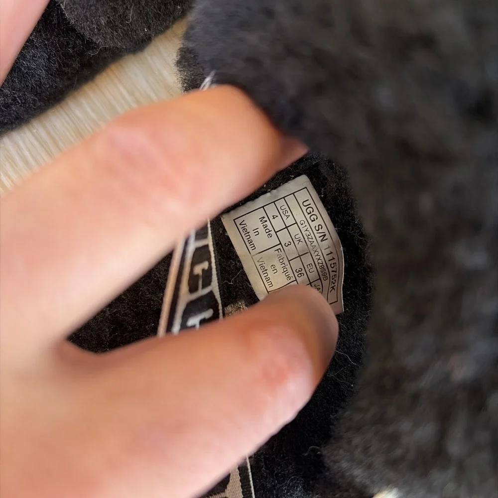 UGG Fluff Yeah Women's‎ Size 4 Fur Slide Sandals Slippers Black Comfort